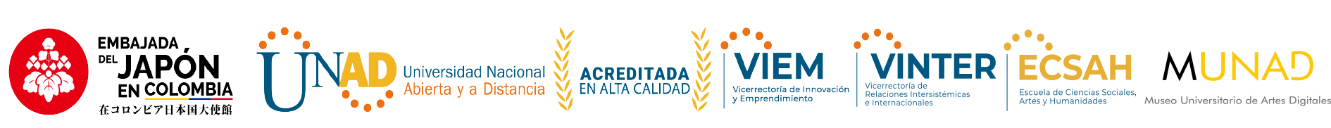 Embajada del Japón en Colombia · UNAD · Acreditada en Alta Calidad · VIEM · VINTER · ECSAH · MUNAD